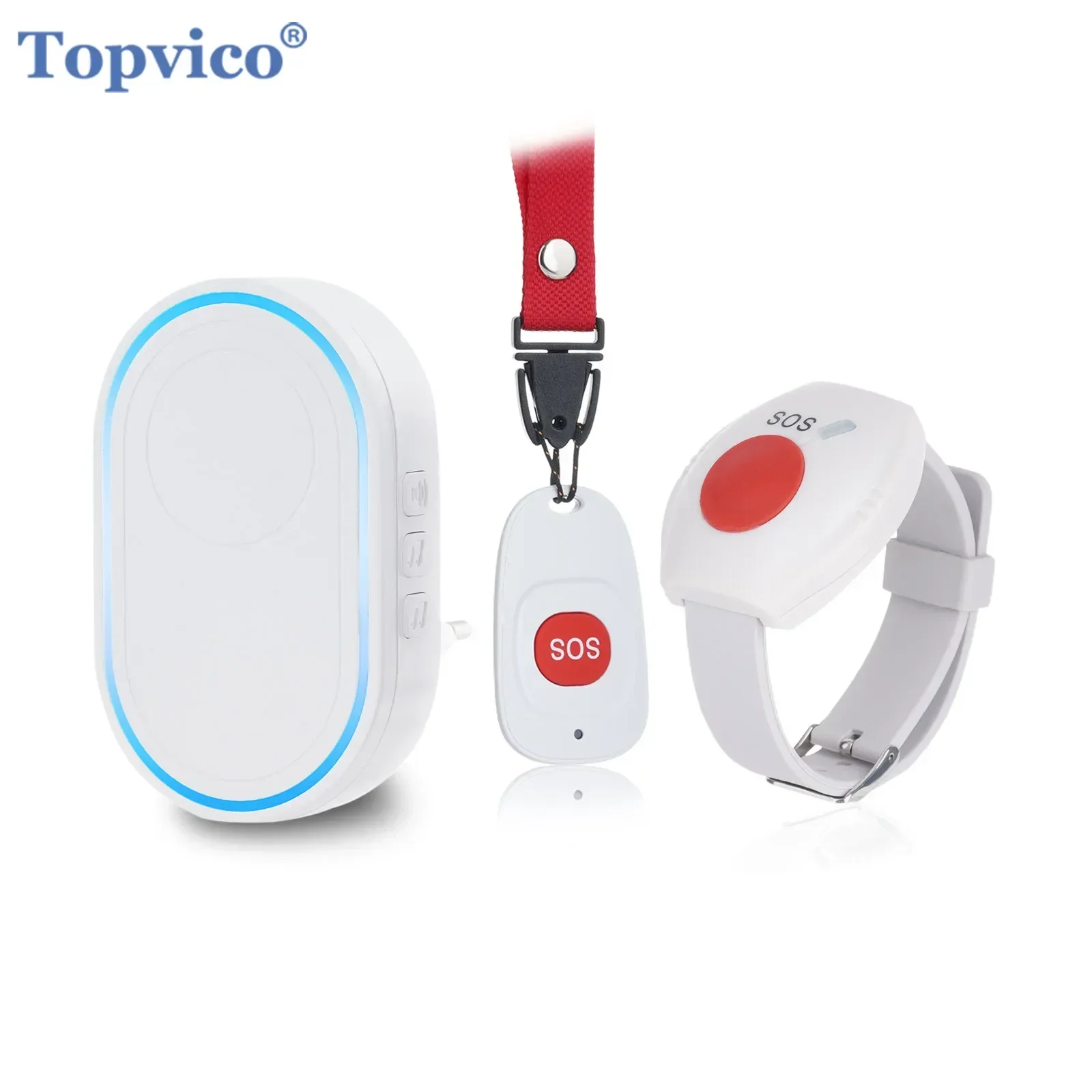 Home Security Gadgets - Bezprzewodowy pager dla opiekunów Topvico, przycisk