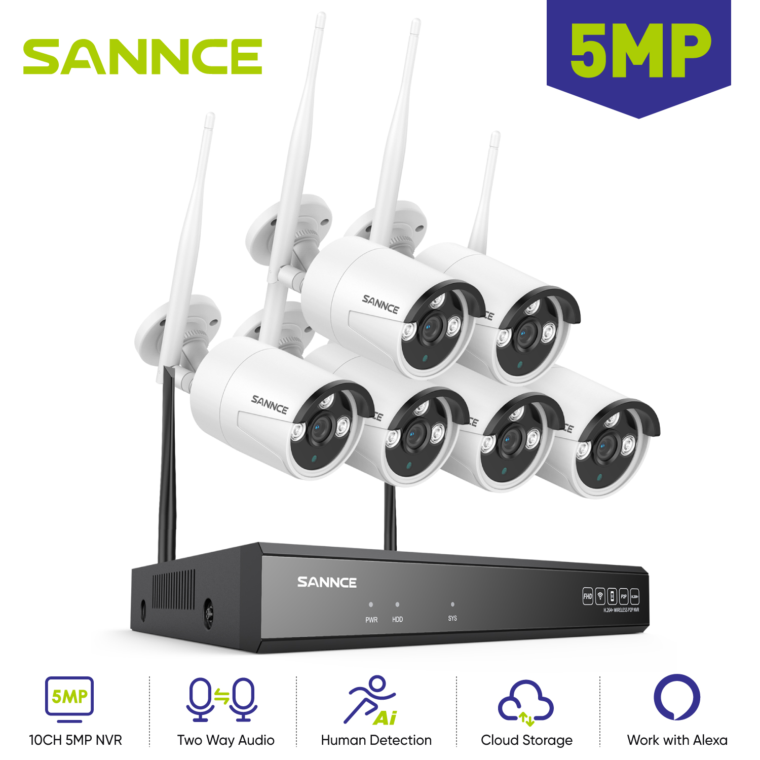 Home Security And Monitoring - SANNCE 6 szt. 5MP kamera Wifi