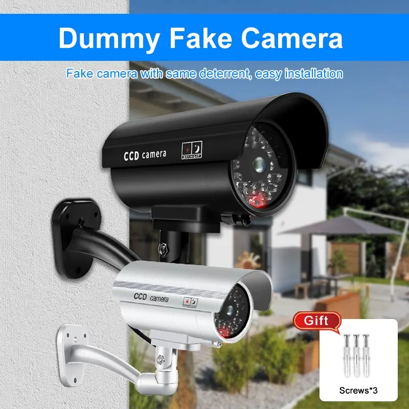 Fake Camera Dummy - 1 szt. Atrapa kamery bezpieczeństwa, wodoodporna,