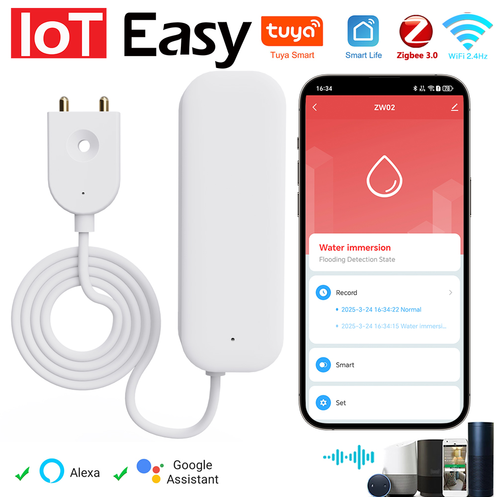 Home Security Gadgets - Tuya WiFi ZigBee czujnik wody Alarm